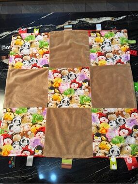 Handmade Patchwork Baby Security Blanket / Taggy Lovey Blanket. 22” x 22”